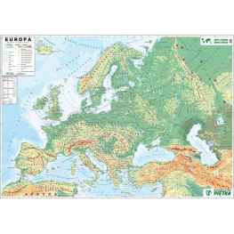 MAPA ŚCIENNA EUROPY FIZYCZNA / KONTUROWA 1:3,3 m