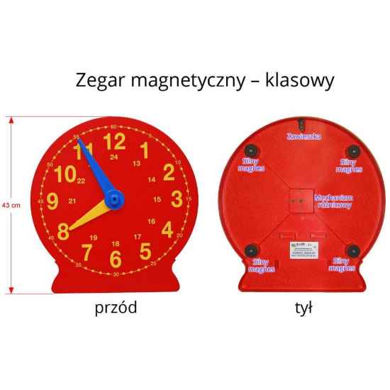 Wielki klasowy zegar magnetyczny tablicowy duży - Kliknij na obrazek aby go zamknąć