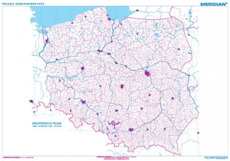 Mapa konturowa Polski administracyjna ćwiczeniowa