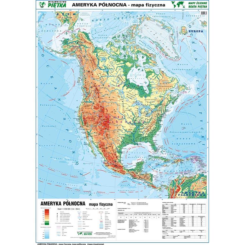 Dwustronna Mapa ścienna Ameryki Północnej 100 X 140 Aktin 8067