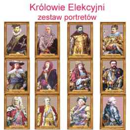 Zestaw portretów Królowie Elekcyjni w antyramie