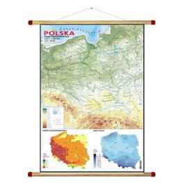 Polska mapa hipsometryczna, temp. i opadów
